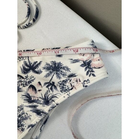 Abercrombie Palm Print Swim Bottom S Tie Waist White Boho High Leg Island - Picture 5 of 6